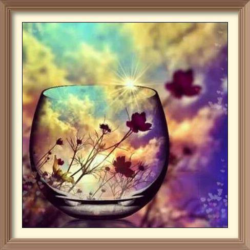 Sunset And Flowers Through The Cup - Diamond Paintings - Diamond Art - Paint With Diamonds - Legendary DIY  | Free shipping | 50% Off