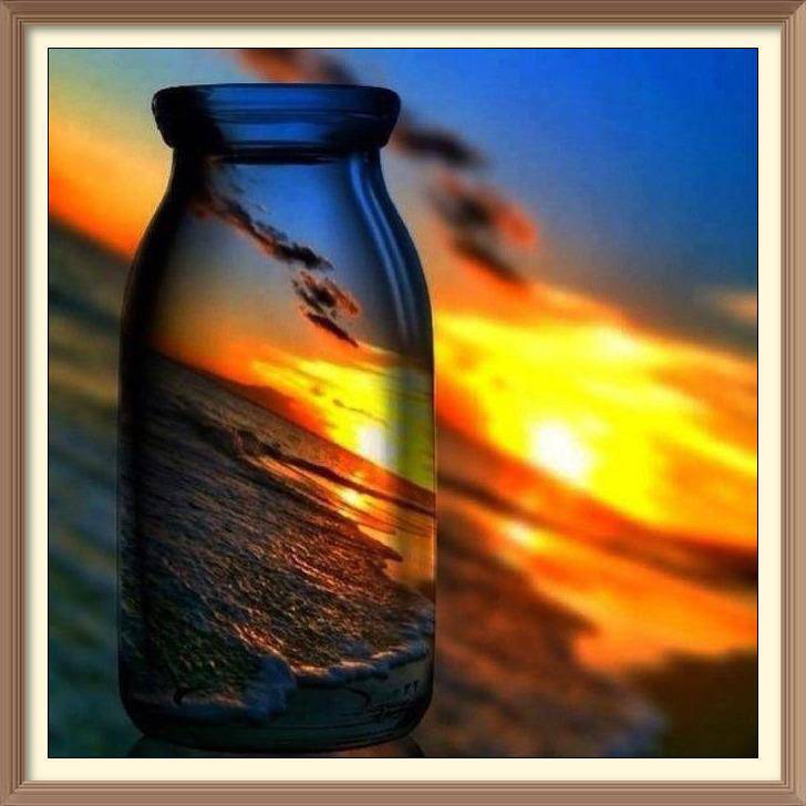 Sunset On The Sea Looking Over The Bottle - Diamond Paintings - Diamond Art - Paint With Diamonds - Legendary DIY  | Free shipping | 50% Off