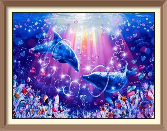2 Dolphins in Love - Diamond Paintings - Diamond Art - Paint With Diamonds - Legendary DIY - Best price - Premium - Free Shipping - Arts and Crafts