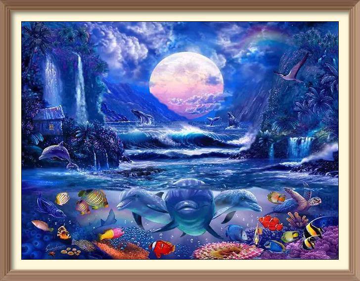 Night in the Water Fall - Diamond Paintings - Diamond Art - Paint With Diamonds - Legendary DIY - Best price - Premium - Free Shipping - Arts and Crafts