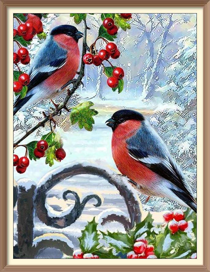 Winter Bird In The Cherry - Diamond Paintings - Diamond Art - Paint With Diamonds - Legendary DIY  | Free shipping | 50% Off