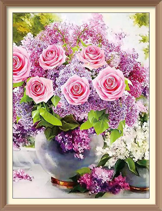 Pink Roses - Diamond Paintings - Diamond Art - Paint With Diamonds - Legendary DIY - Best price - Premium - Free Shipping - Arts and Crafts