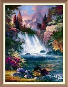 Water Fall in the Woods - Diamond Paintings - Diamond Art - Paint With Diamonds - Legendary DIY - Best price - Premium - Free Shipping - Arts and Crafts