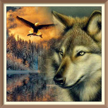 Eagle and Wolf in the Forest - Diamond Paintings - Diamond Art - Paint With Diamonds - Legendary DIY  | Free shipping | 50% Off