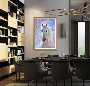 White Horse Under Peach Blossom - Diamond Paintings - Diamond Art - Paint With Diamonds - Legendary DIY  | Free shipping | 50% Off