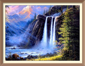 Waterfall in Primary Forest 10 - Diamond Paintings - Diamond Art - Paint With Diamonds - Legendary DIY  | Free shipping | 50% Off