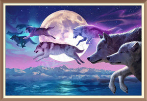 Moonlight Wolf Chase - Diamond Paintings - Diamond Art - Paint With Diamonds - Legendary DIY  | Free shipping | 50% Off