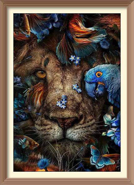Lion and friends - Diamond Paintings - Diamond Art - Paint With Diamonds - Legendary DIY - Best price - Premium - Free Shipping - Arts and Crafts