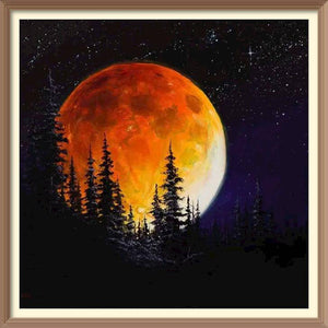 Red Moon of the Forest - Diamond Paintings - Diamond Art - Paint With Diamonds - Legendary DIY - Best price - Premium - Free Shipping - Arts and Crafts